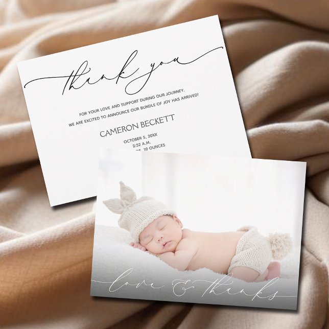 Baby Photo Tack Message Birth Meddelande (Baby Photo Thank You Message Birth Announcement Cards)
