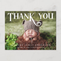 Baby Photo Tack Modern Heart Birth Announceme