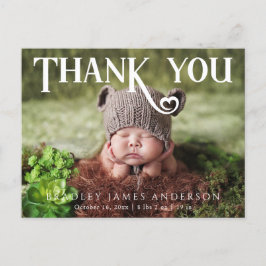 Baby Photo Tack Modern Heart Birth Announceme Meddelande Vykort