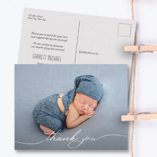 Baby Photo Tack Script Birth-meddelande Vykort