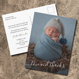 Baby Photo Tack Script Birth-meddelande Vykort