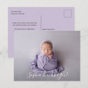 Baby Photo Tack Script Birth-meddelande Vykort