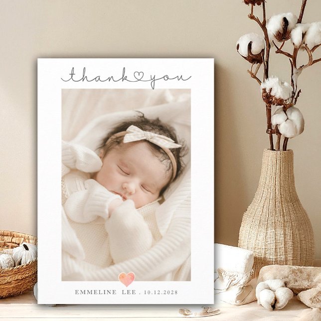 Baby Photo Tack Script Heart Birth Meddelande (Skapare uppladdad)