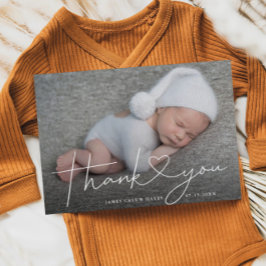 Baby Photo Tack Script Heart Birth Meddelande Vykort