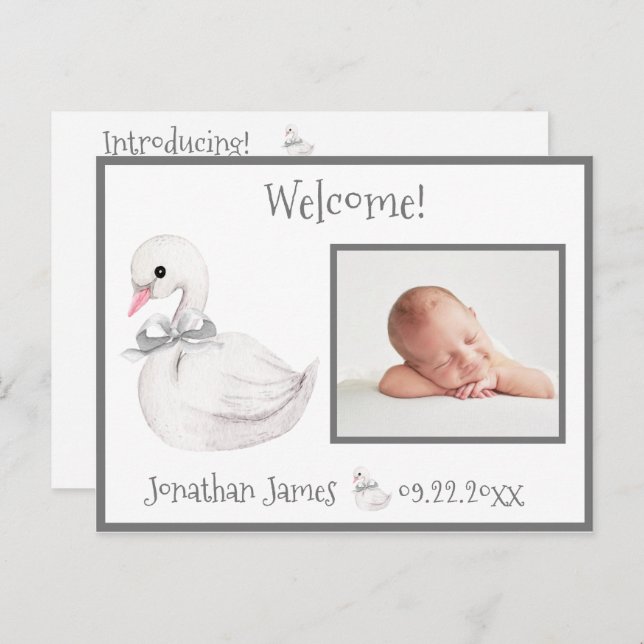 Baby Photo Typography Namn Stats Meddelande Vykort (Fram/baksida)