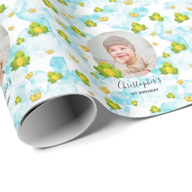 Baby Photo Watercolor Cute Presentpapper (Rullad Hörn)