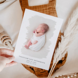 Baby Photo White Minimalist Push Stroke Birtion Meddelande