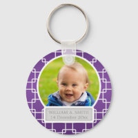 Baby Photo with Namn Elegant Trellis Lila