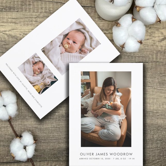 Baby Photos Collage Birth Announcement Flat Card (Skapare uppladdad)
