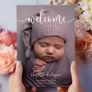 Baby Photos Elegant Namn-skript Birth Meddelande