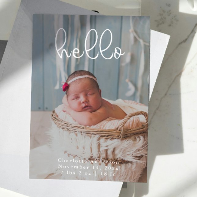 Baby Photos Modern Elegant Calligraphy Birth Meddelande (Baby Photos Modern Elegant Calligraphy Birth Announcement)