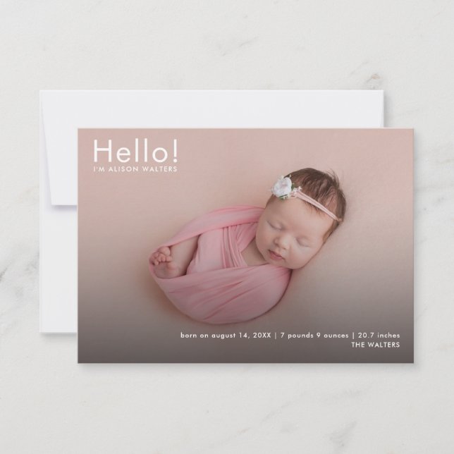 Baby Photos Namn och Stats Birth Notice (Framsida)