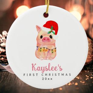 Baby Pig First jul Anpassningsbar Ceramic Ornamic Julgransprydnad Keramik