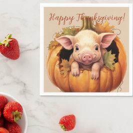 Baby Pig & Pumpkin Thanksgiving Cocktail Napkins Pappersservett