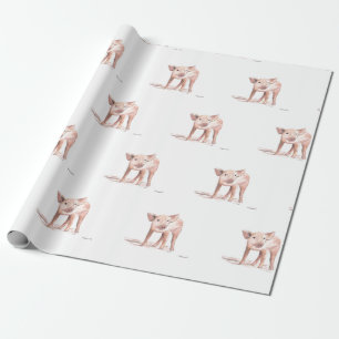 Baby piglet gris art vattenfärg, söt mönster-anläg presentpapper