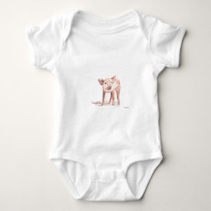 Baby piglet gris art vattenfärgsbabydusch, rustik tee