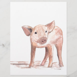 Baby piglet gris vattenfärg Farm Farmer Nursery