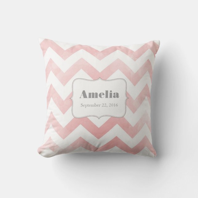 Baby Pillow - rosa Chevron mönster Kudde (Framsida)