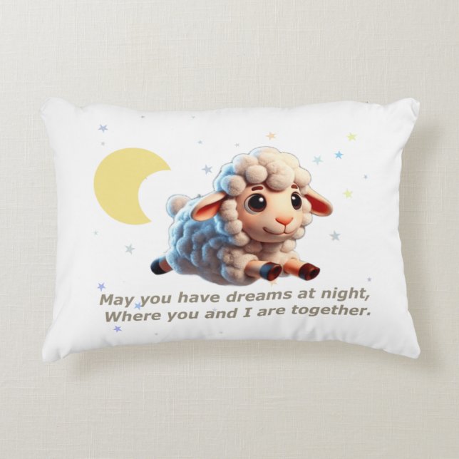 Baby Pillow with cute sheep and lullaby Prydnadskudde (Framsidan)