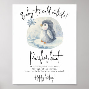 Baby Pingvin - Sugsaktsjakt spel baby shower Poster