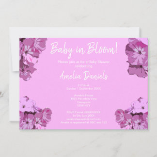 Baby Pink Floral Baby Shower Invitation Inbjudningar