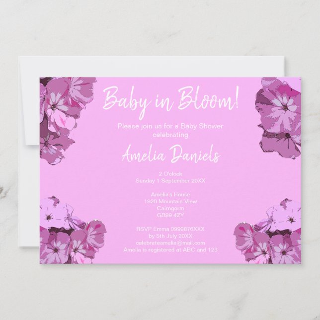 Baby Pink Floral Baby Shower Invitation Inbjudningar (Framsida)