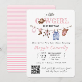 Baby Pink Little Cowgirl is on the Way Invitation Inbjudningar