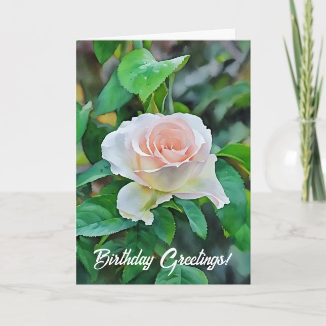 Baby Pink Rose Flower Garden Art Birthday Card Kort (Framsida)