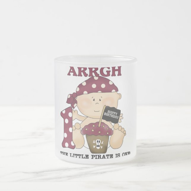 Baby Pirat 1:a födelsedag Tshirts och gåvor Frostad Glasmugg (Center)