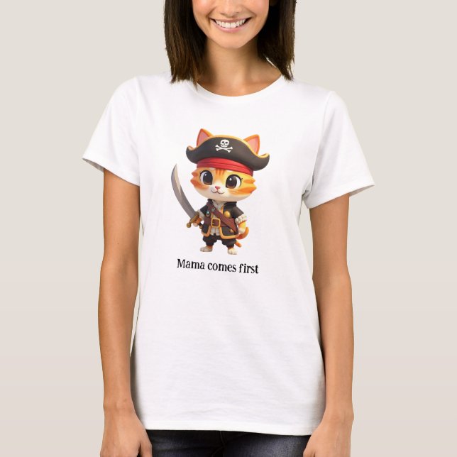 Baby Pirate Cat T-Shirt (Framsida)
