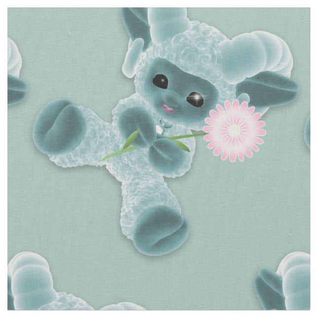 Baby Plush Leksak Ram Land Grönt Tyg (Närbild)