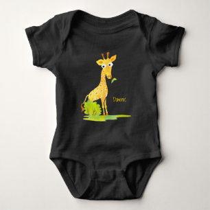 Baby Pojkar Akvarell Giraff Personlig Djur Tee Shirt