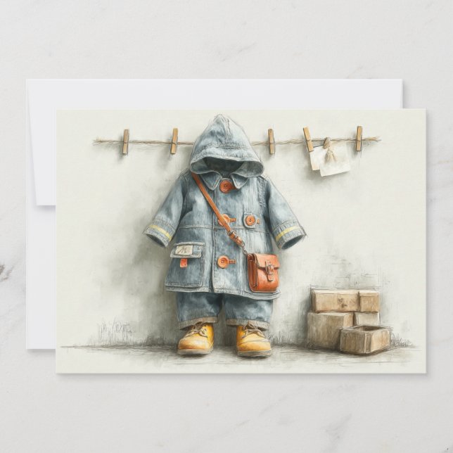 Baby Pojke Brandman 1-årsdag Inbjudningar (Framsida)