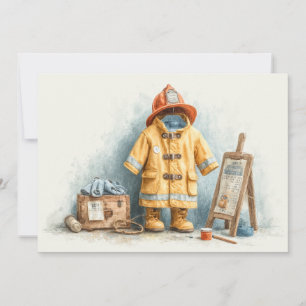Baby Pojke Brandman 1-årsdag Inbjudningar