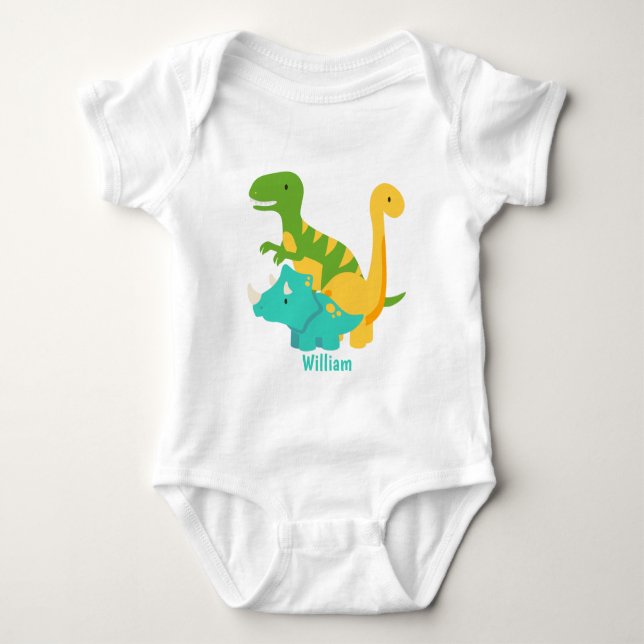 Baby Pojke Dinosaur Blå T Shirt (Framsida)