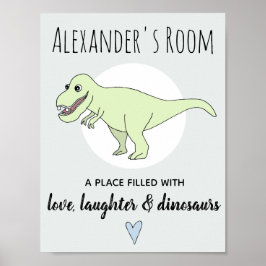 Baby pojke Doodle dinosaurie T-Rex med namn barnka Poster