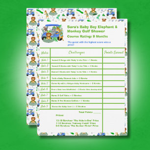 Baby pojke elefant & apa golf duschresultat kort
