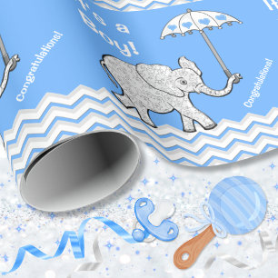 Baby Pojke Elefant Baby Shower Presentpapper