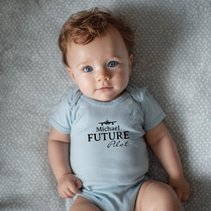 Baby Pojke Framtida Pilot Flygplan Blå Personlig T Shirt