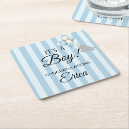 Baby pojke shower underlägg papper kvadrat