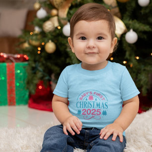 Baby Pojkes Första Jul Blå T Shirt