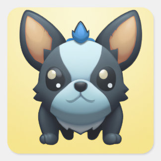 Baby Pokemon Stil Fransk Bulldog Fyrkantigt Klistermärke