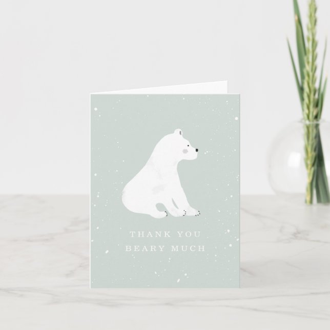 Baby Polar Bear Blue Winter Baby Shower Tack Kort (Framsida)