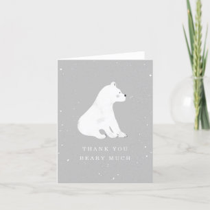 Baby Polar Bear Grått Winter Baby Shower Tack Kort