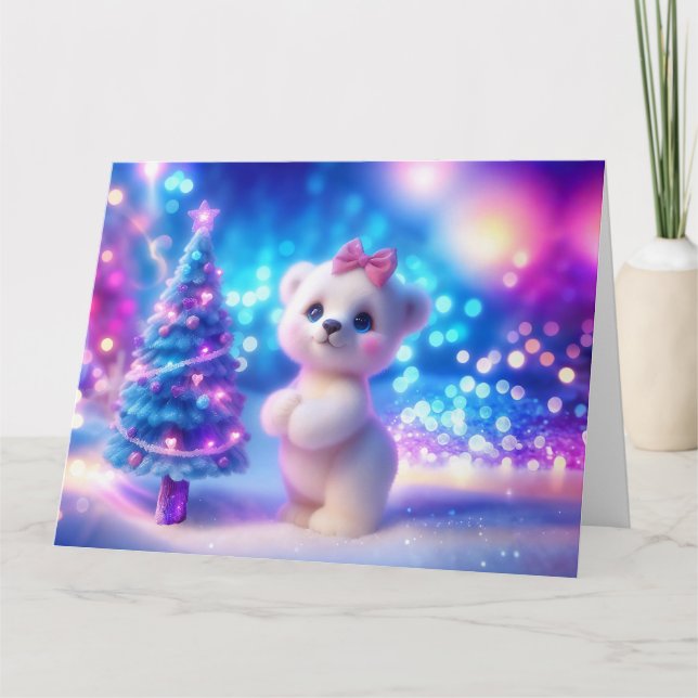 Baby Polar Bear Jul Fantasy Kort (Framsida)