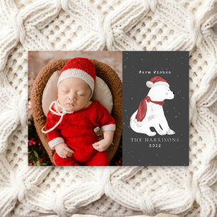 Baby Polar Bear Jul Photo Helgdag Card Julkort