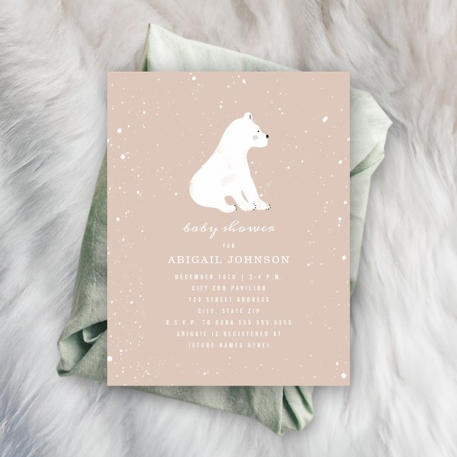 Baby Polar Bear Rosa Baby Shower Inbjudningar (Skapare uppladdad)