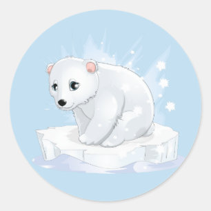 Baby Polar Bear Stickers Runt Klistermärke