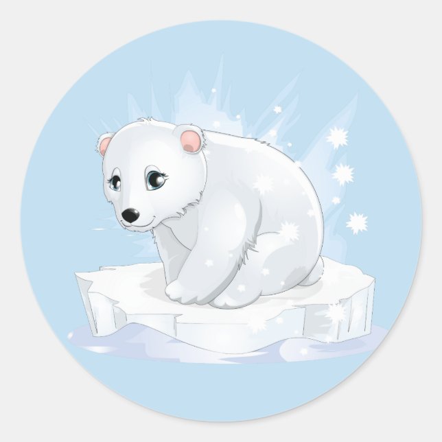Baby Polar Bear Stickers Runt Klistermärke (Framsida)