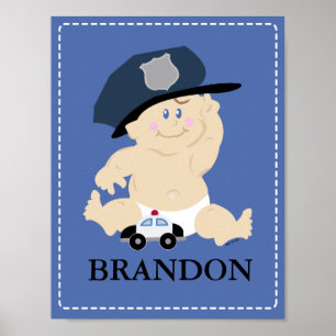 Baby POLICE OFFICER Nursery Room Art Print Gift Poster
